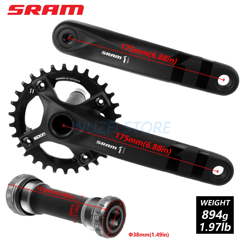 SRAM FC X1 1000 жира GXP 94BCD mtb горный велосипедный шатун со звездочкой 11 Скорость 30T 170/175 мм снегоход sprocketwheel оси велосипеда части
