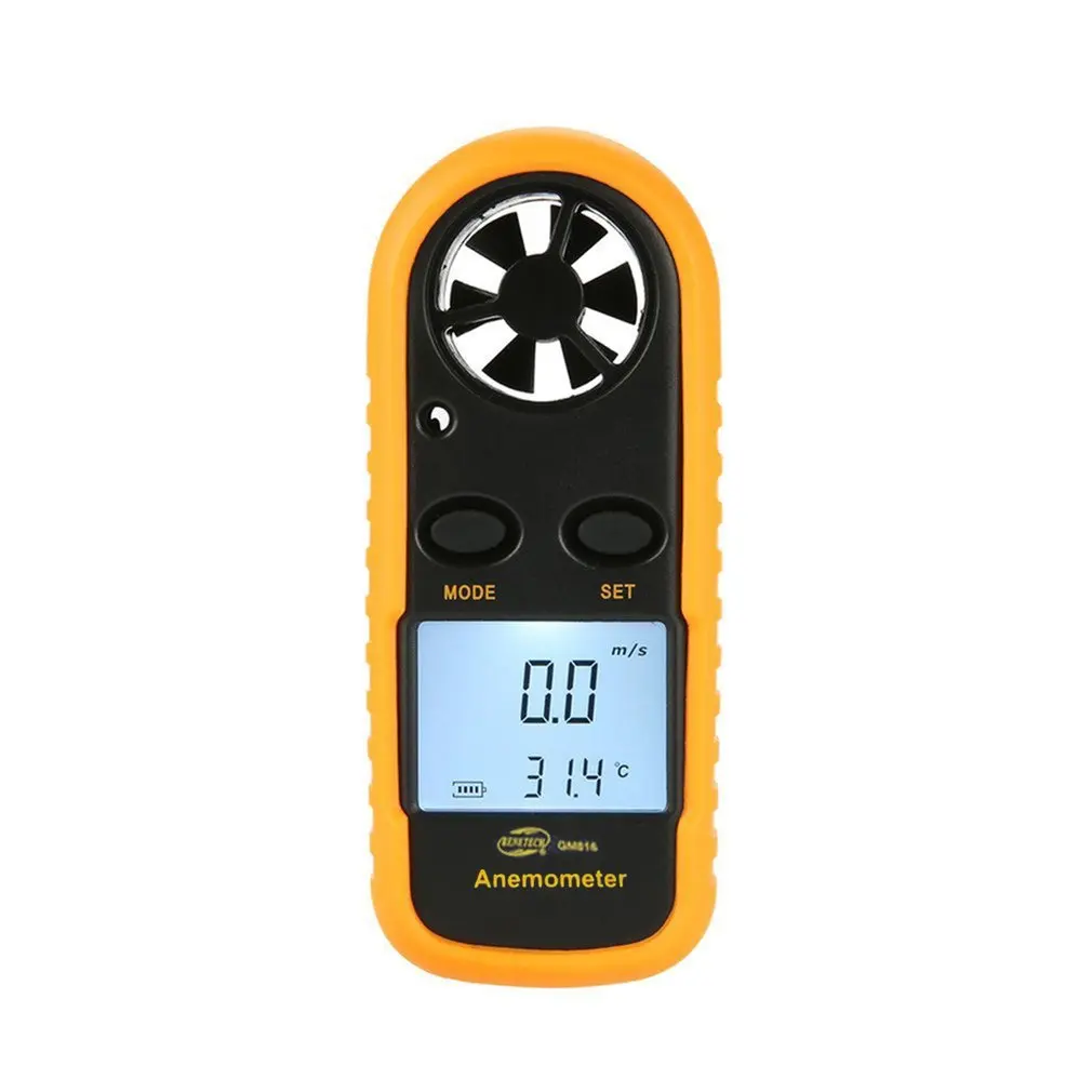 

Цифровой анемометр GM816, ручной измеритель скорости ветра и температуры воздуха 30 м/с ЖК-дисплеем с подсветкой 14 °F-113 ° F