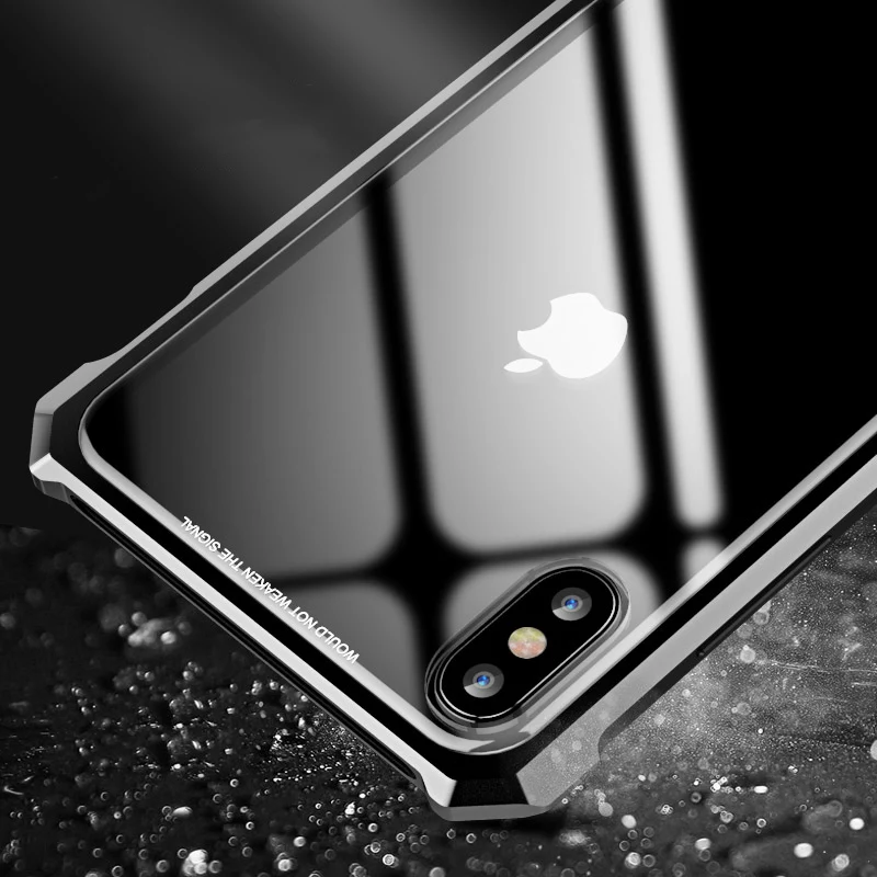 Роскошный металлический чехол для iPhone XS задняя крышка из прозрачного стекла