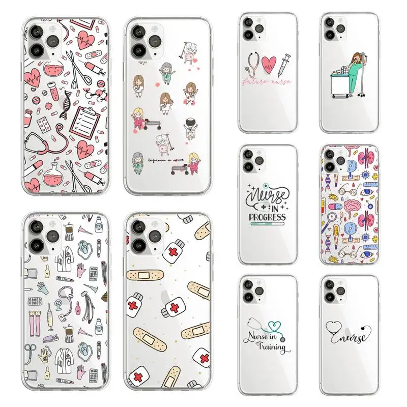 

Medicine Doctor Nurse Funda Phone Case Transparent soft For iphone 12 11 13 7 8 6 s plus x xs xr pro max mini