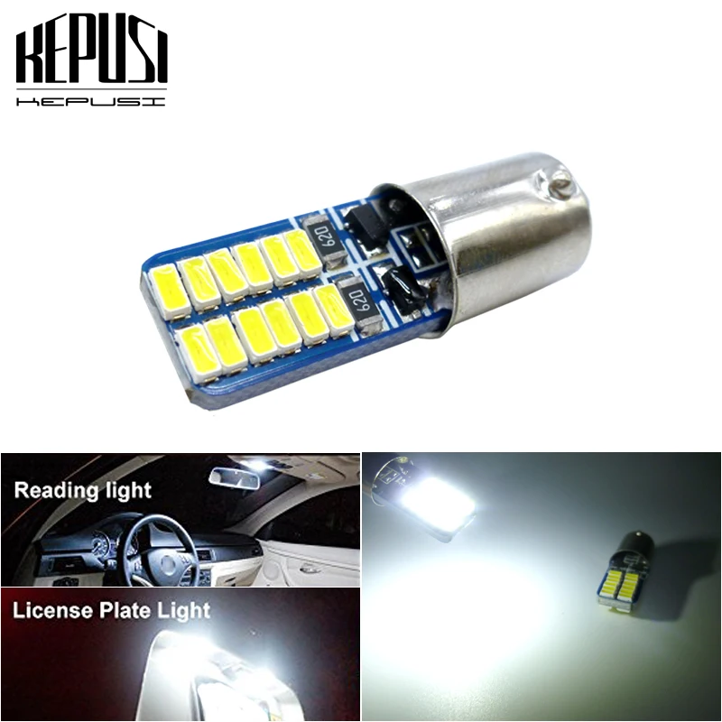 

BA9S led 3014 T4W bulb 24SMD LED auto interior reading dome door vehicle signal lamps light white DC 12V canbus