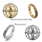 Кольцо Сфера для женщин и мужчин, Золотое астрономическое вращающееся кольцо с космическими буквами, креативный комплекс, Подарочная бижутерия