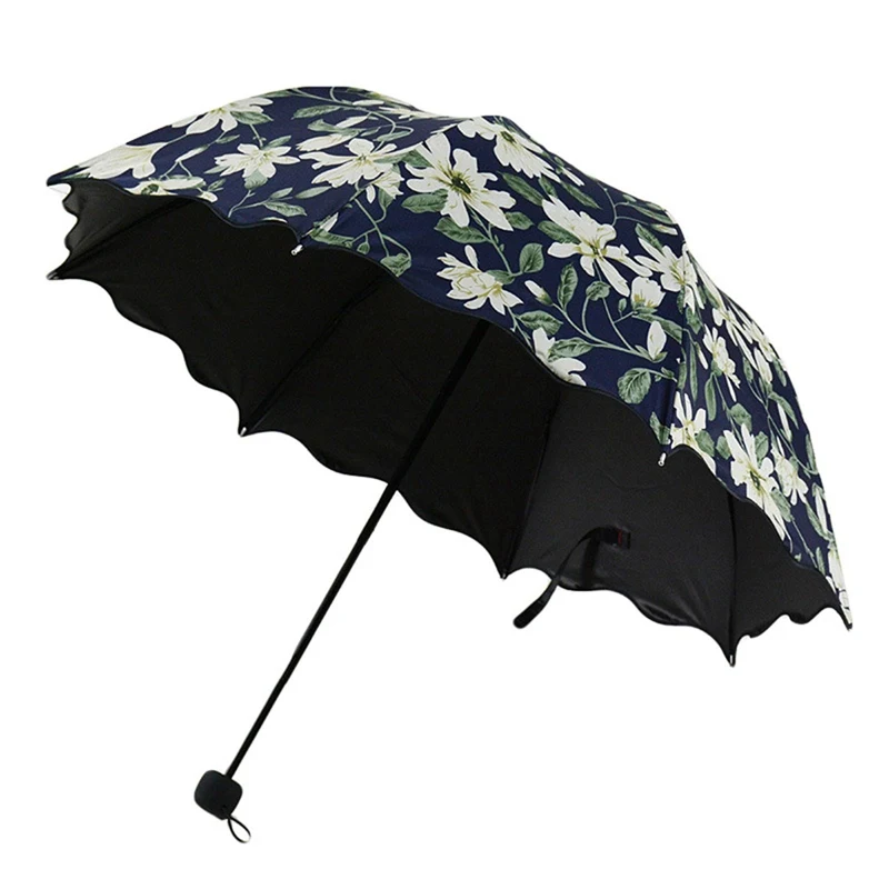 Женский зонт с рисунком УФ 2019 высококачественные гофрированные зонтики тремя