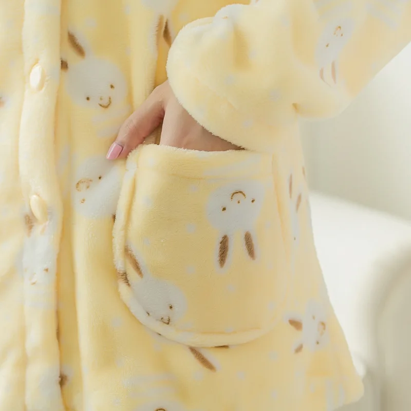 Winter Warm Long Sleeve Pajamas Trousers Suit Fashion Pyjama Set Large Size Nightwear Home Service