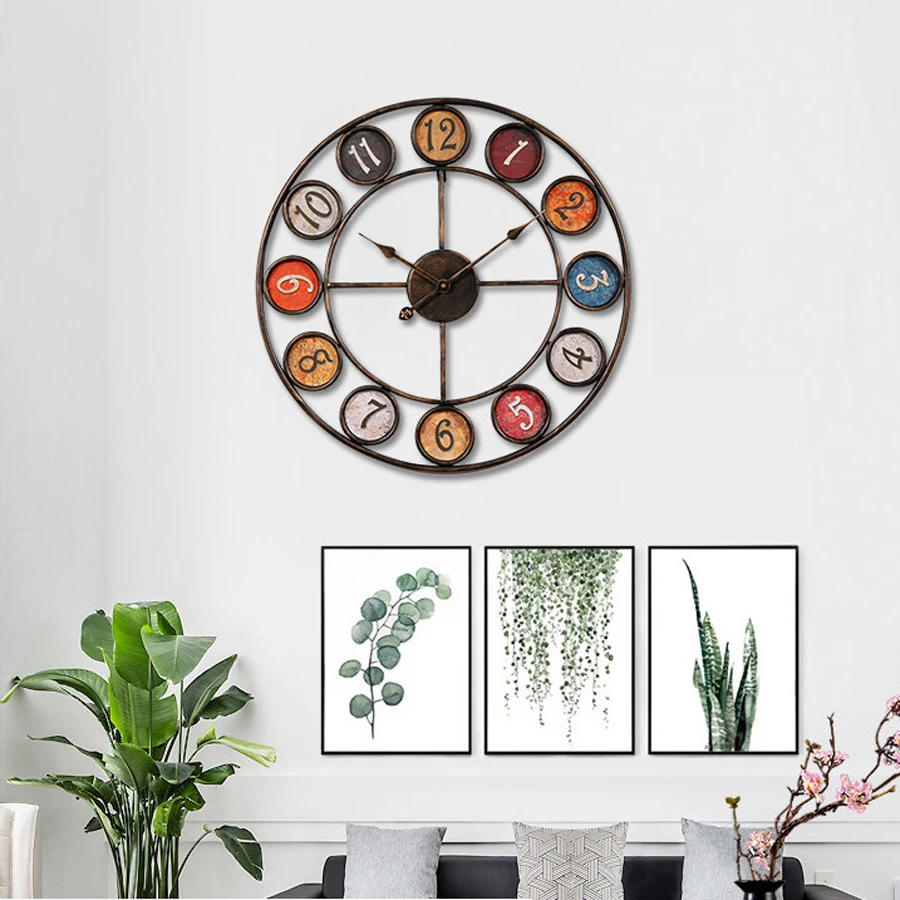 Большие настенные часы в современном стиле европейские украшения на стену ретро
