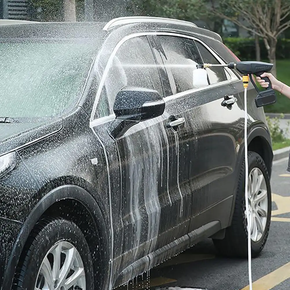 Скидка Беспроводной мойщик высокого давления, портативный многофункциональный прибор для мойки автомобиля, разбрызгиватель, европейская вилка