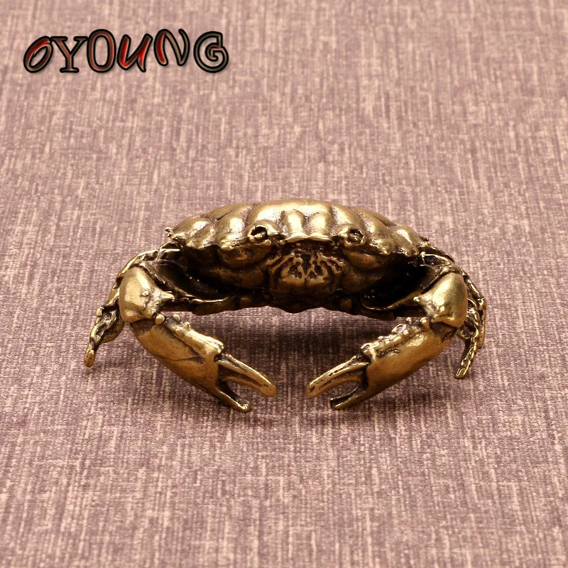 

Vintage Brass Crab Statue Home Furnishing Ornaments Antique Copper Animal Miniature Figurines Desktop Toy Decoration Accessories