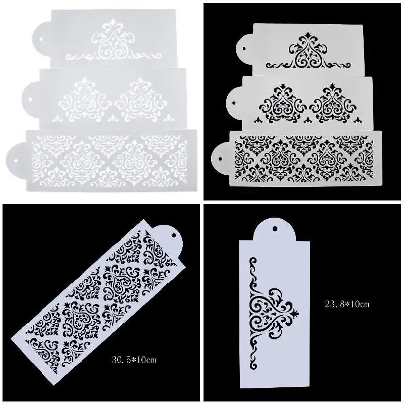 3Pcs Practical Lace Flower Cake Cookie Fondant Side Baking Stencil Wedding Decorating Tool MUMR999 | Дом и сад