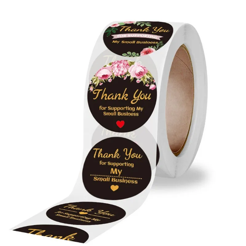 

5000piece 1 inch wholesale sealing sticker Thank you Black background Round stickers LOVE Envelope gift box packaging DIY 25mm