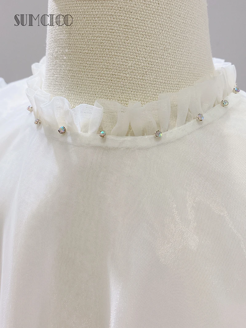 Sumcico 2020 новейшее платье для девочек белое из органзы с бриллиантами в стиле