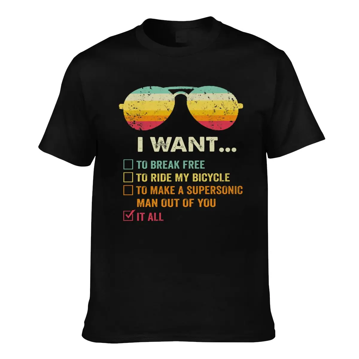 

Band I Want Rock T Shirt Songs Short Sleeve Beach T-Shirt Print 100 Percent Cotton Tshirt Mens