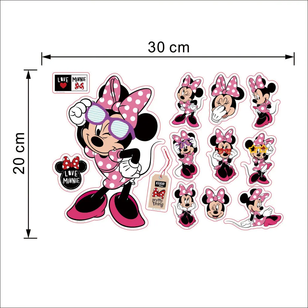 Disney мультфильм Микки Маус DIY игрушка Настенная Наклейка украшение наклейка с Минни Съемная водонепроницаемая ПВХ анимация childre