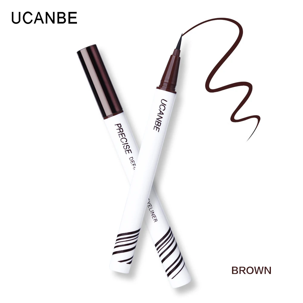 BROWN UCANBE Black Brown Waterproof Liquid Eyeliner Pencil Fast Dry Ultra-fine Tip Eye Liner Pen Makeup Long Lasting Non-fading Eyes - Цвет: BROWN