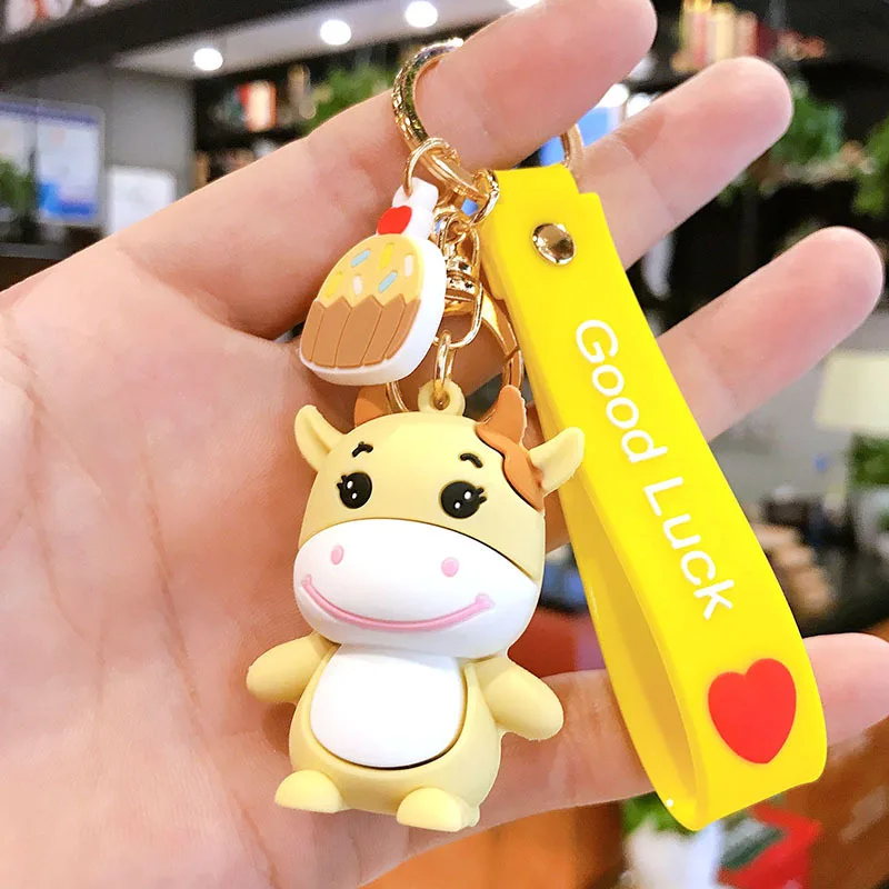 Модный брелок для ключей в виде семьи милой коровы с подвеской женщин