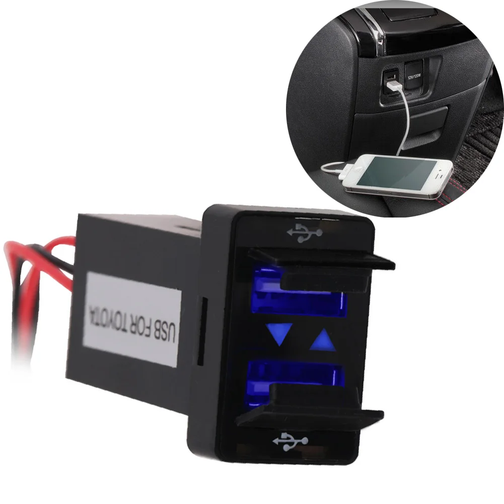 

12v 24v Dual Usb Car Charger For TOYOTA After 2013 Auto Power Adapter Socket For Iphone Sumsang Tablet Car Styling