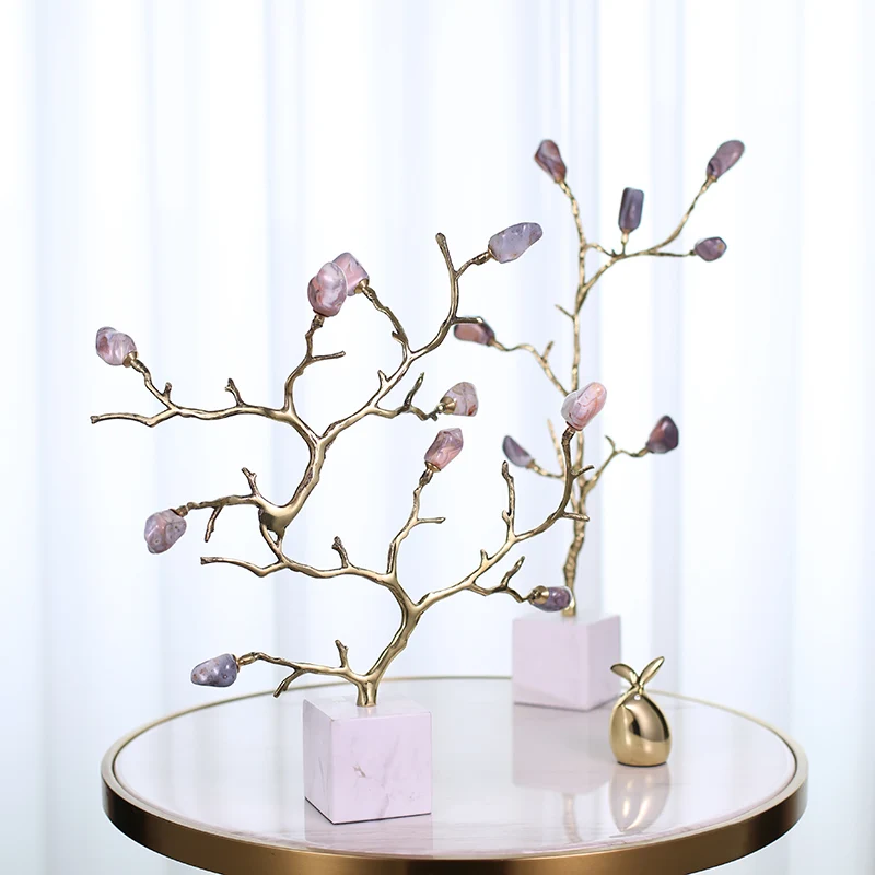 

Роскошные золотистые цветущие статуи дерева, скульптуры, декор из белого мрамора, поделки, подарки, фигурки, Настольный Декор для дома, аксе...