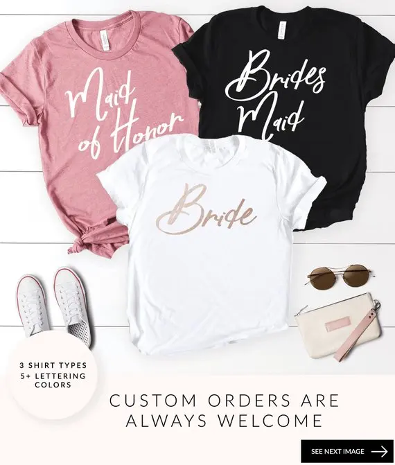 Футболка Свадебная с коротким рукавом топ золотым принтом для девичвечерние