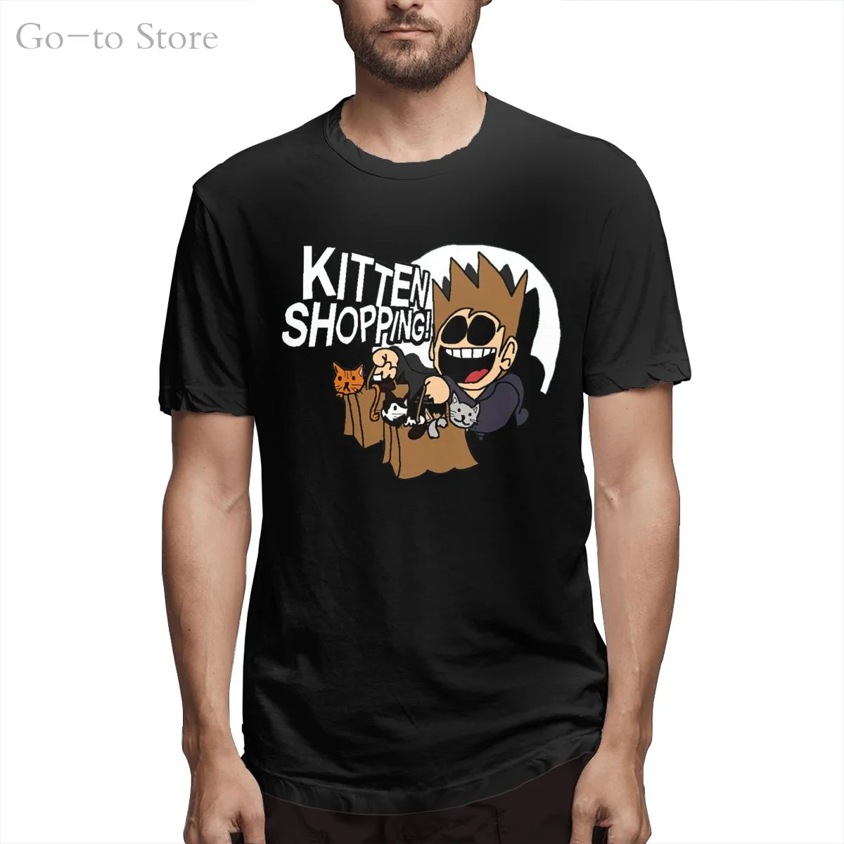 

Eddsworld Kitten Shopping Funny T-Shirt Pocket Cat...
