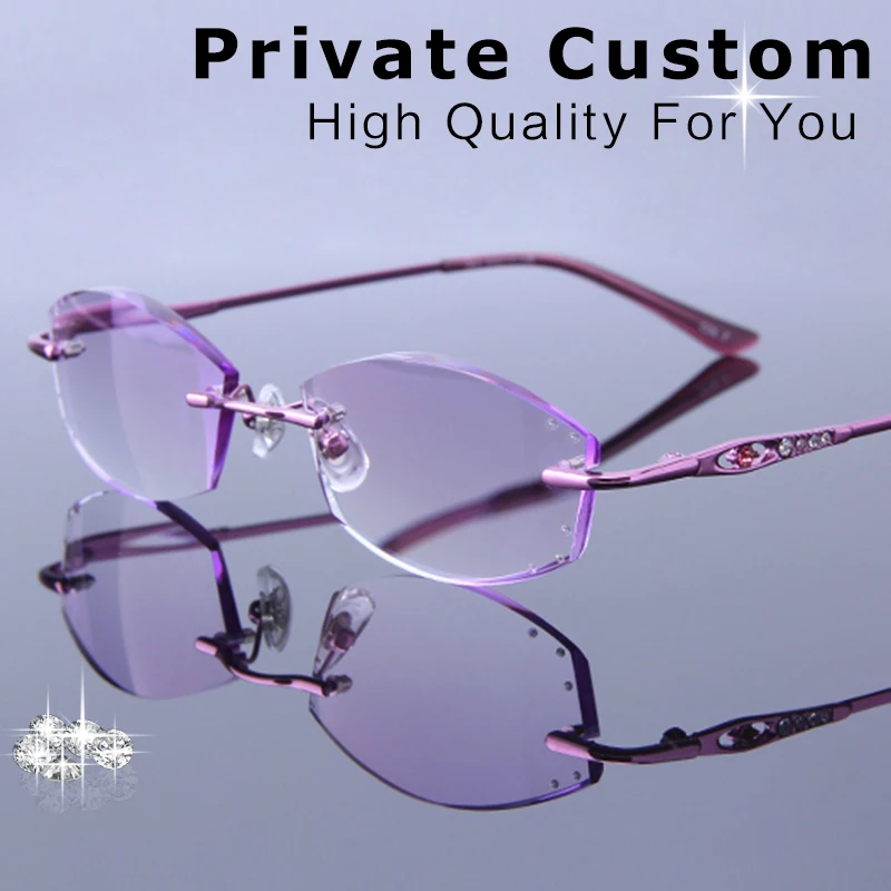 Женские ультралегкие очки без оправы при близорукости/дальнозоркости по рецепту