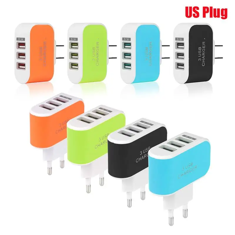 Универсальное настенное зарядное устройство с тремя usb портами адаптер питания