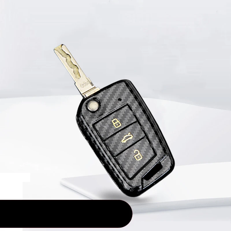 Глянцевый черный чехол для автомобильного ключа из АБС пластика VW Golf Bora Jetta POLO Passat
