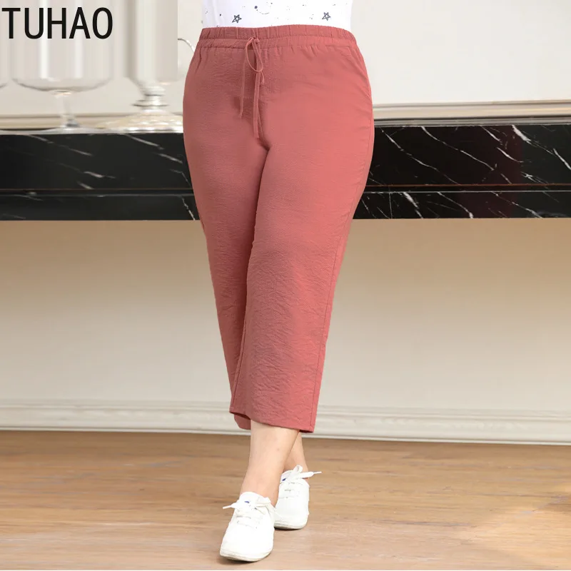 Брюки TUHAO женские офисные летние элегантные плюс размер 10XL 8XL 6XL брюки для мам