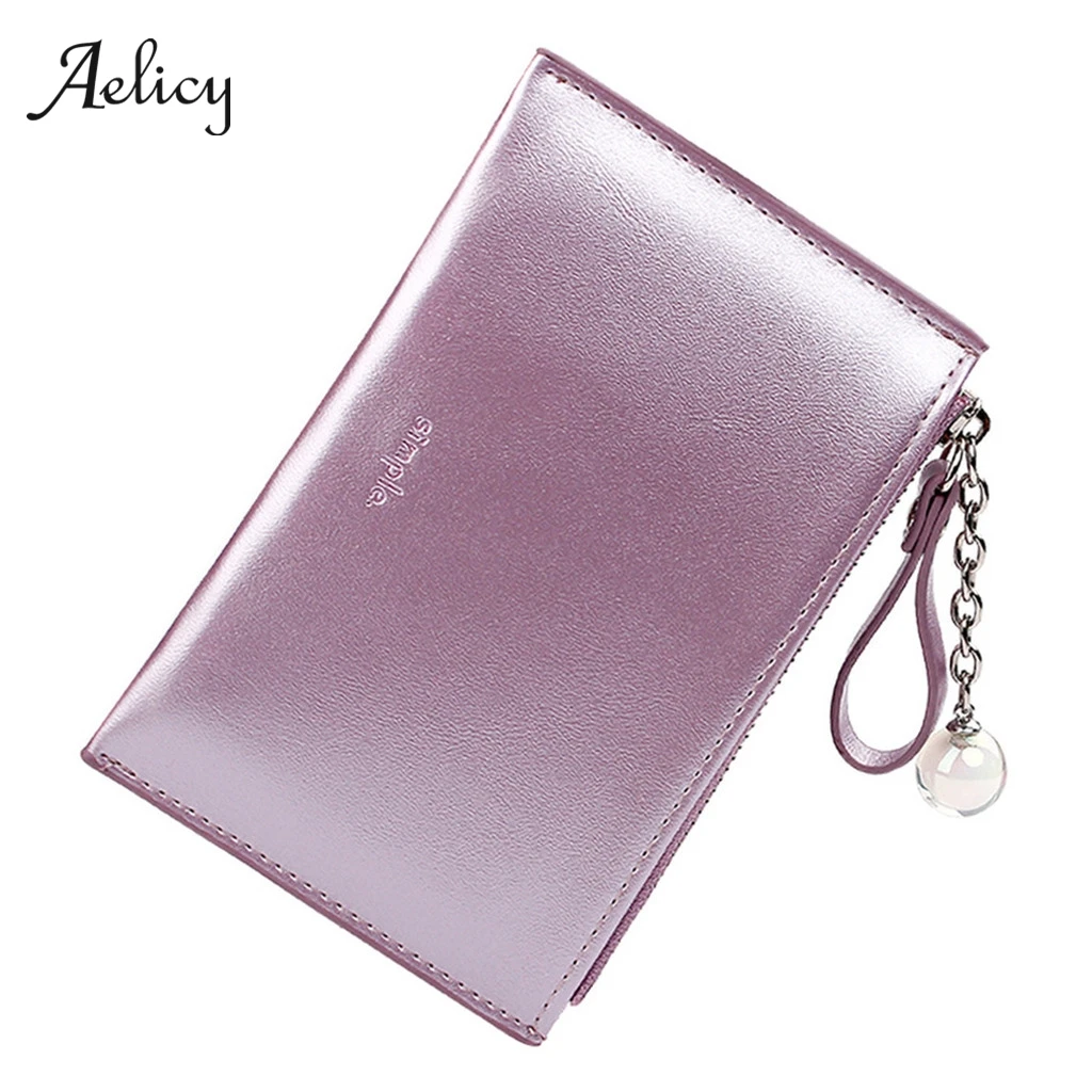 Кожаный мини кошелек Aelicy на молнии брендовый дизайнерский тонкий Женский