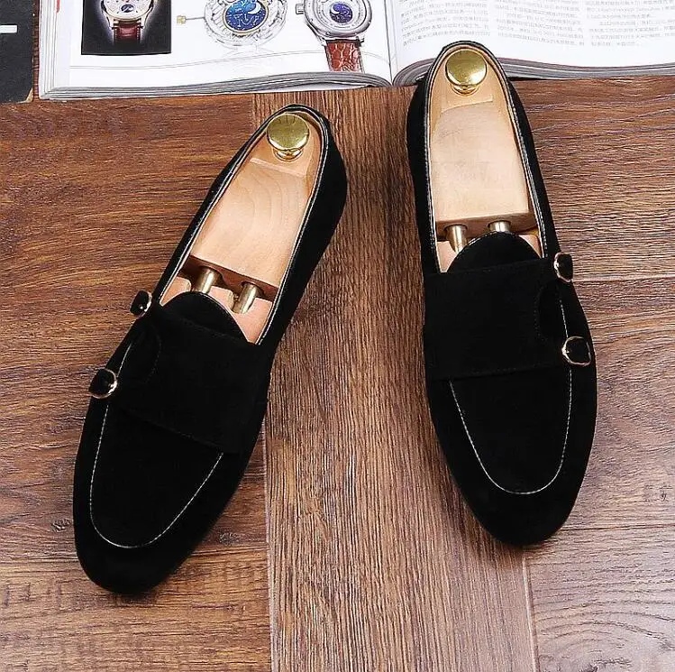 Замшевые лоферы с острым носком Мужские мокасины Свадебные модельные туфли