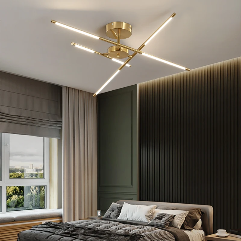 Lámpara de araña de acabado dorado y negro, iluminación nórdica para sala de estar, dormitorio, cocina y comedor