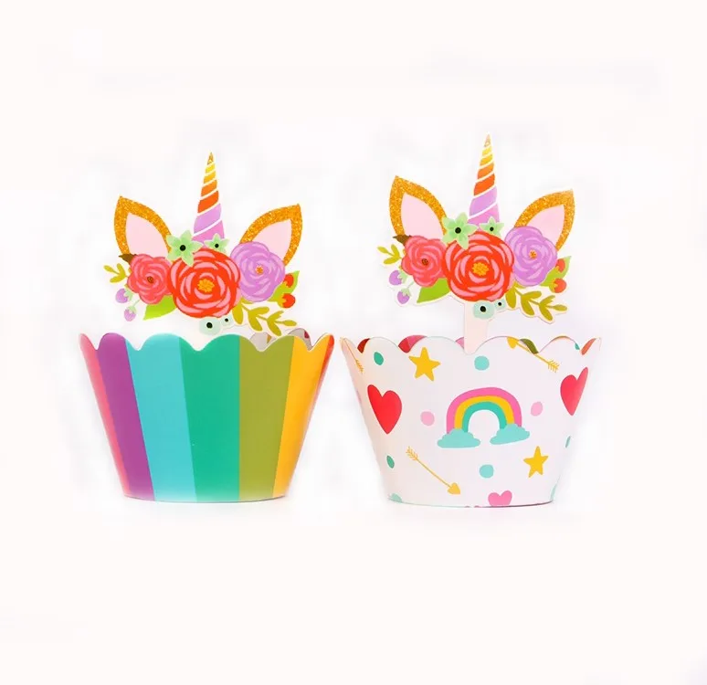 Style 6 24 шт. мультфильм Единорог для вечеринки кекс обертки для пирожных топперы Беби Шауэр детский Декорации для вечеринки на день рождения поставки - Цвет: Style 6