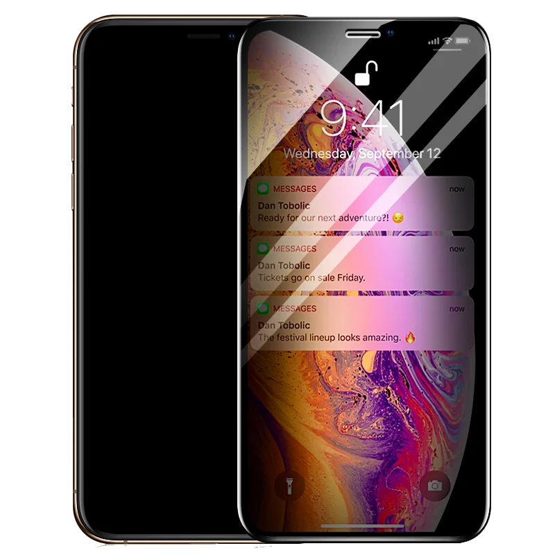 Полное покрытие клея анти-шпионская Защита экрана для iPhone X Xs MAX XR 6 6s 7 8 Plus