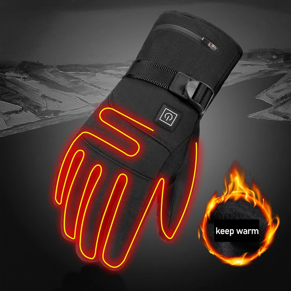 

Зимние ветрозащитные перчатки с электрическим подогревом, водонепроницаемые Нескользящие теплые перчатки для сенсорных экранов, для заня...