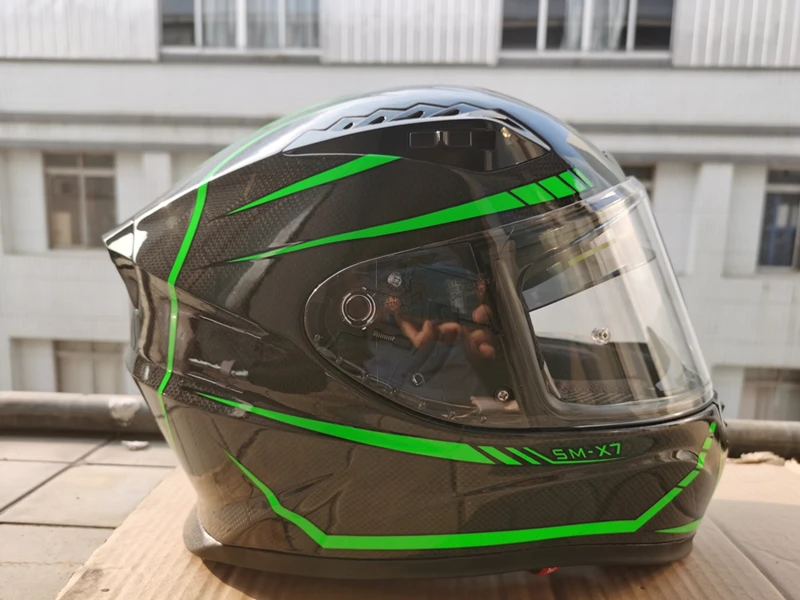 Флуоресцентный защитный мотоциклетный шлем утвержденный Soman SM X7 Snake шаблон