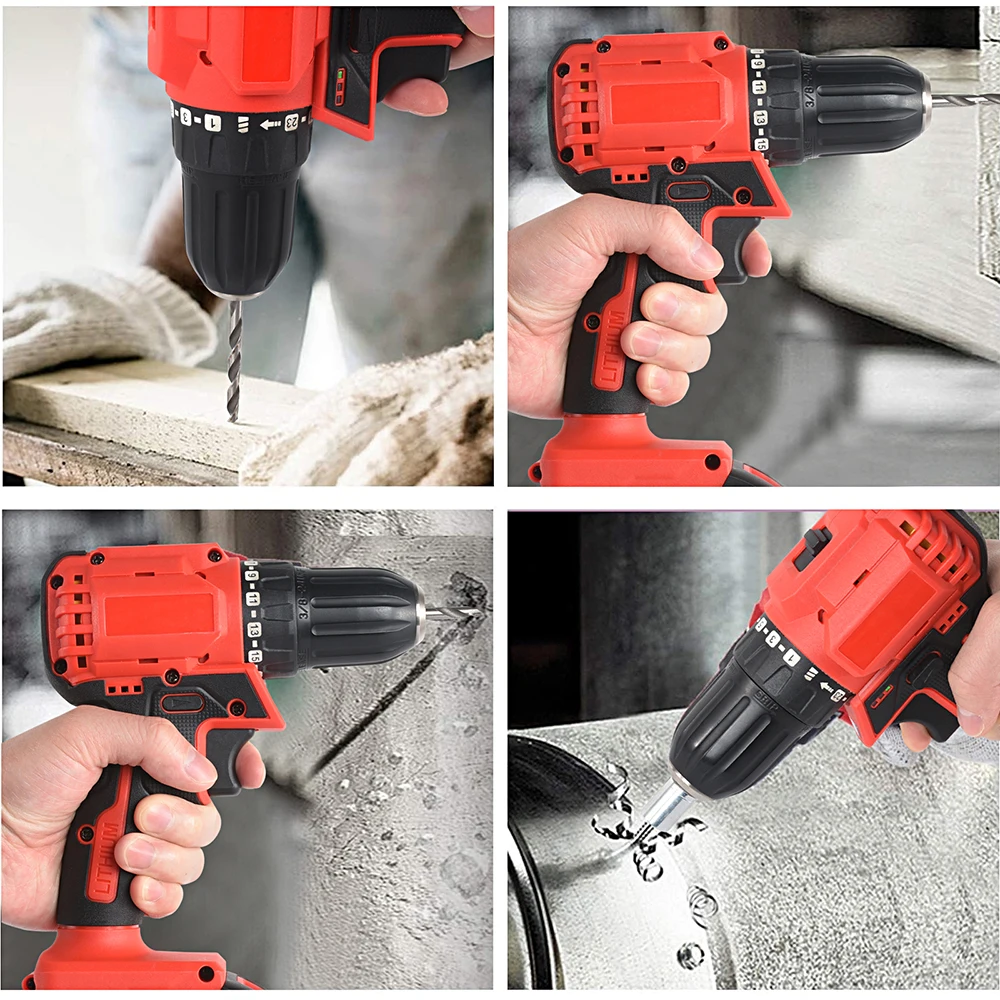 

24V Cordless Electric Drill Impact Screwdriver Wireless Power Driver Lithium Battery Rechargeable Drill Wrench 2 Speed Tool