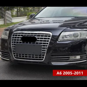 Хромированный АБС-пластик для передней решетки бампера, отделочные полосы для Audi A6 C6 2005-2011, автомобильный Стайлинг, противотуманные фары, декоративные наклейки