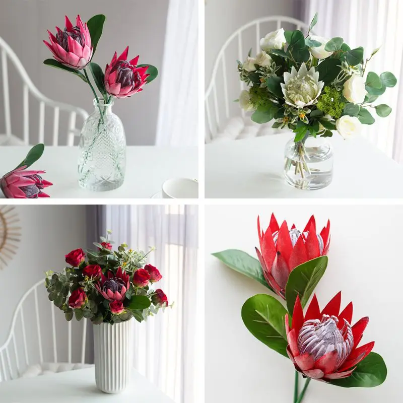 

s Artificial Protea Cynaroides Simulation Bouquet Wedding Home Decoration Photo Props, Simulation Flower, Wedding Fake Flower