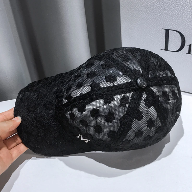 

New Summer Lace Hat Cotton Baseball Cap For Women Breathable Mesh Girls Snapback Hip Hop Fashion Female Caps Adjustable