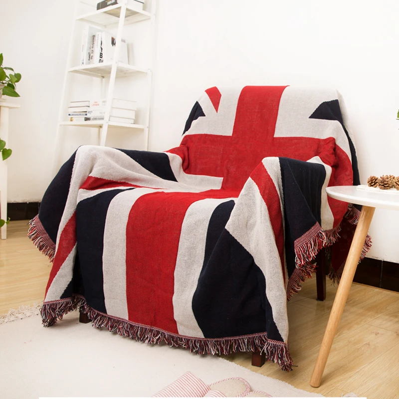 Двустороннее хлопковое одеяло с узором Union Jack прочное носимое покрывало для