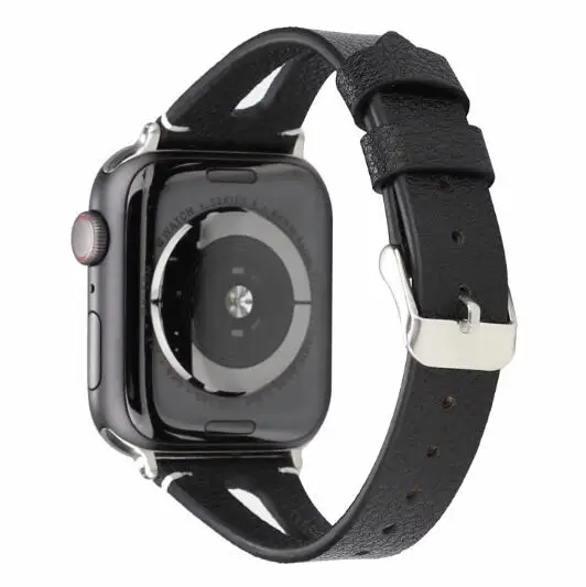 Браслет на запястье для Apple Watch, кожаный ремешок, 42 мм, 38 мм, 40 мм, 44 мм, браслет для iWatch, ремешок серии 5, 4, 3, 2, 1 - Цвет ремешка: V-black