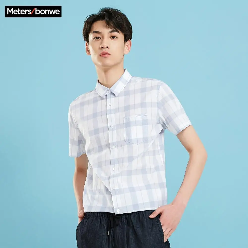 Metersbonwe мужская клетчатая рубашка с коротким рукавом Новая летняя Студенческая