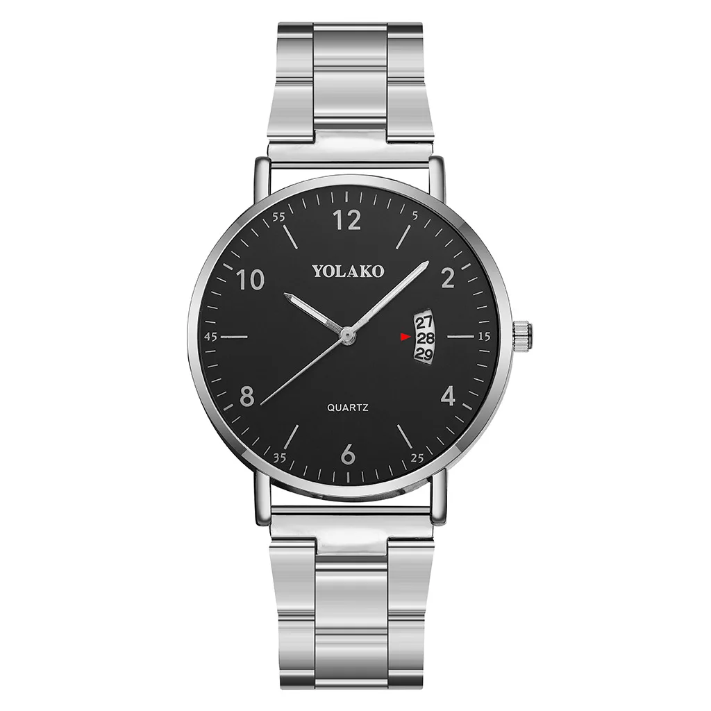 

New fashion watch alloy steel belt digital literal watch fashion simple calendar belt watch