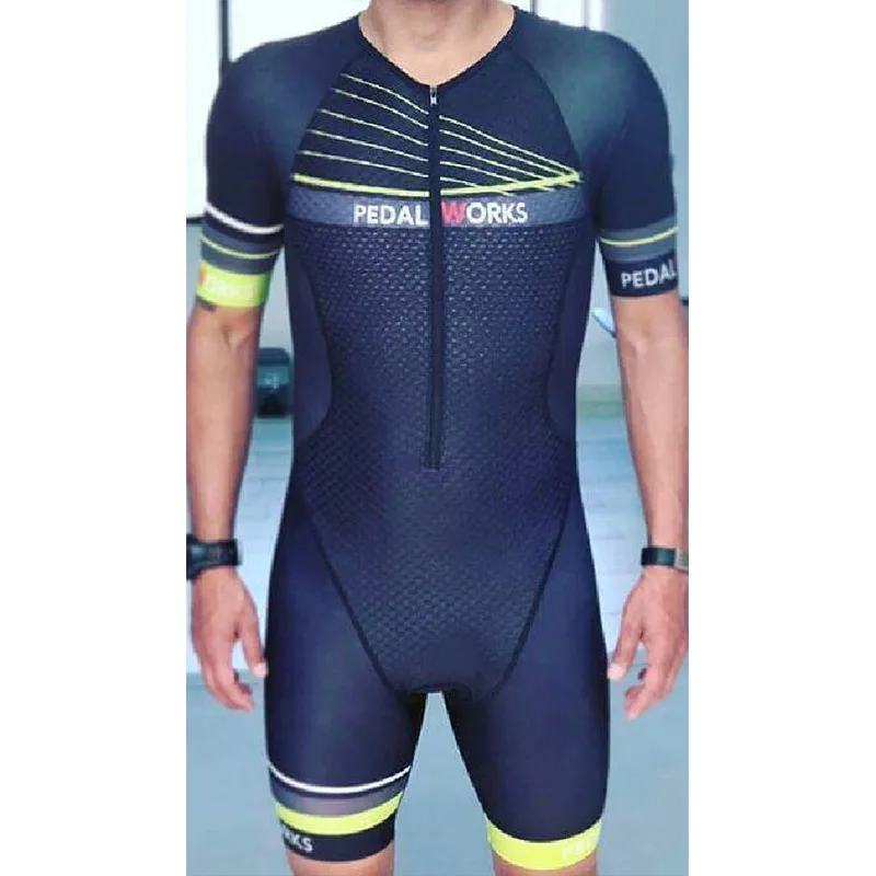 

Dark Blue cycling triathlon skinsuits bicycle speedsuit bike tri suit running body wear set one piece jumpsuit roupa ciclismo