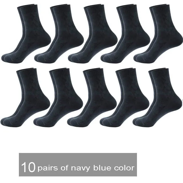 10 navy blue 10 пар Новые Осень/Зима теплые дышащие Дезодорант хлопковые носки для мужчин платье Подарки Высокое качество - Цвет: 10 navy blue