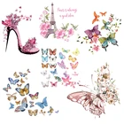 Термотрансферные нашивки Butterfly для одежды, виниловые термотрансферные наклейки в полоску для глажки одежды, стирающиеся сделай сам