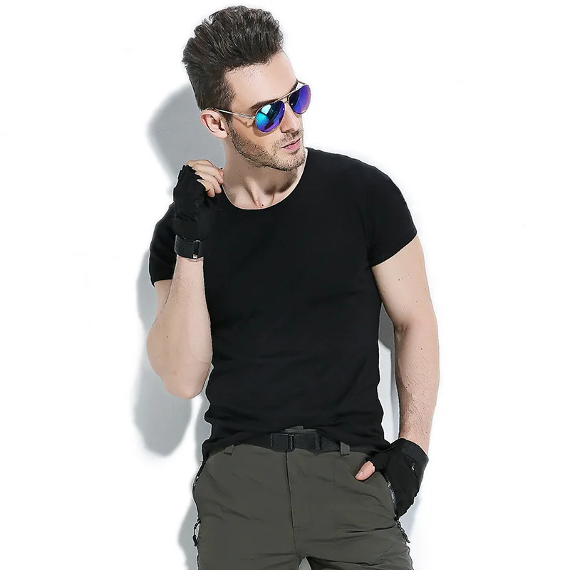 Хлопковая облегающая футболка с коротким рукавом мужские тактические топы