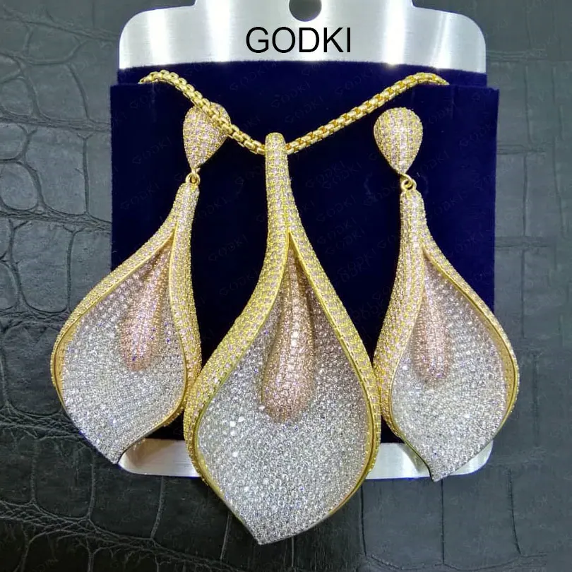 GODKI Специальное предложение Серебряный цветок 2 шт. Ювелирные наборы для женщин