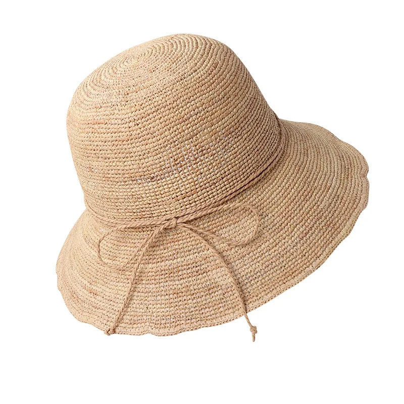 

Ms big hat brim summer outdoor beach caps woven lafite grass shade sunscreen bowknot caps wholesale