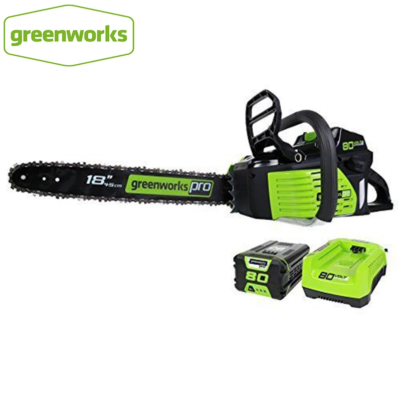 Цепная пила GreenWorks Pro GCS80420, 80 В, 18 дюймов, с аккумулятором 5,0 А · ч, с газовым двигателем 45 куб. См