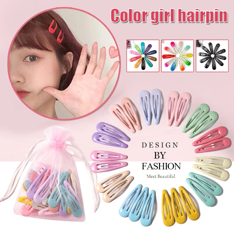 

Candy Color BB Hair Clip Colorful Snap Oil Drops Clips Bangs Fixed Side Clip Barrettes Gift for Little Girls LL@17