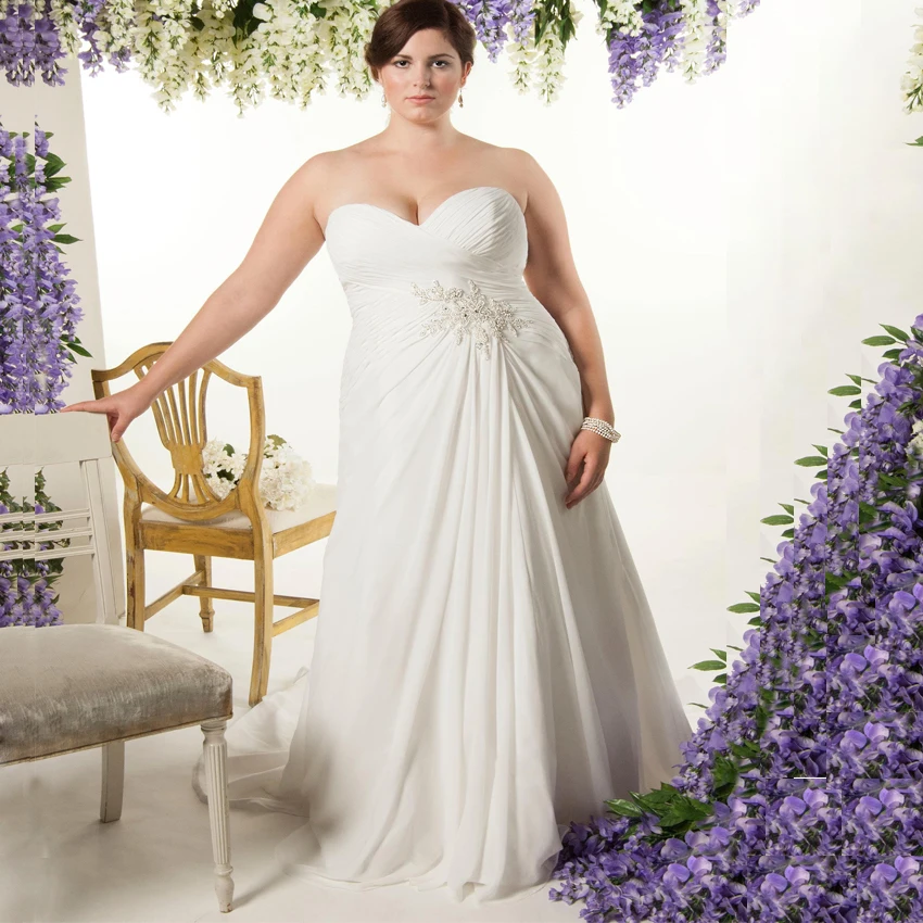 Сексуальный вырез сердечком без рукавов плиссированные шифоновые Свадебные